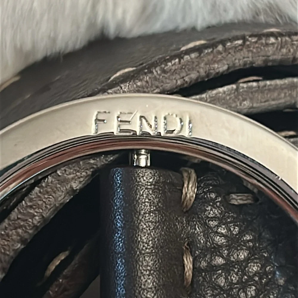 Fendi Dark Brown Leather Belt with Silver Round Buckle